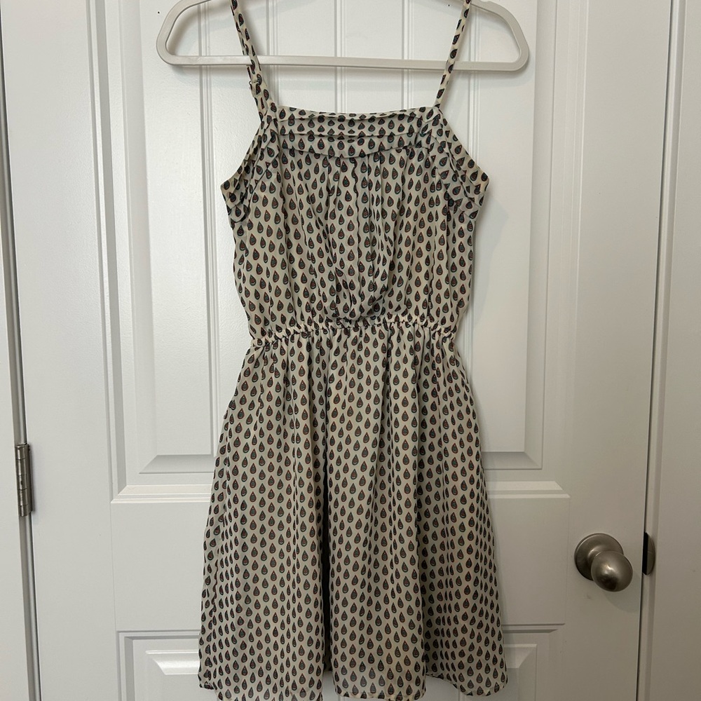 Mossimo Supply Co. Cream and Teal Patterned Top